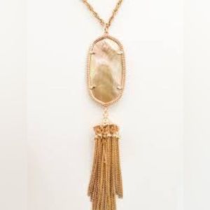 Kendra Scott rayne mother of pearl & abalone rose necklace in rose gold